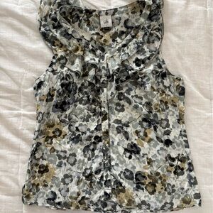 CAbi Floral Ruffle Sleeveless Top - Black, Gray, Tan